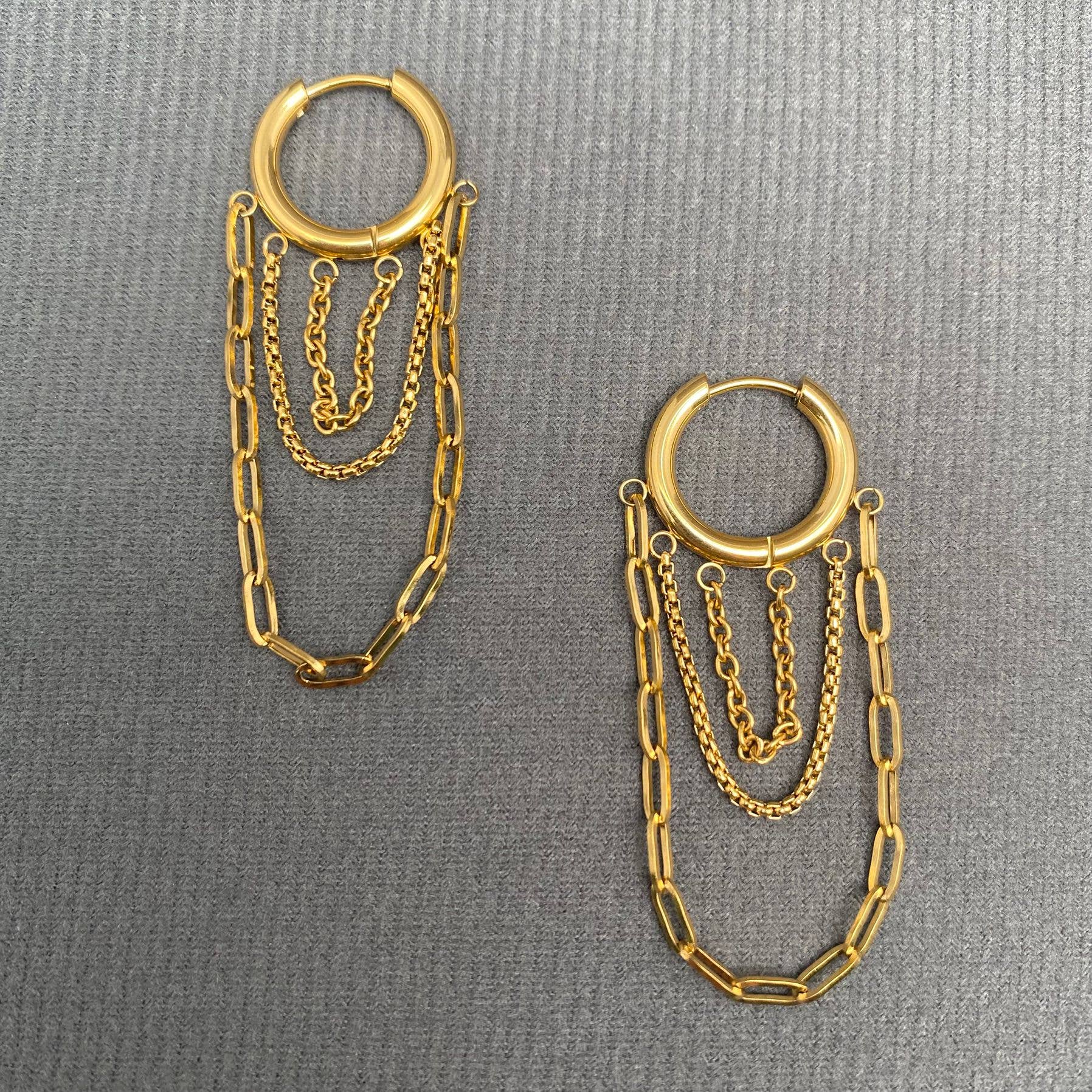 Chain Fringe Huggie Earrings