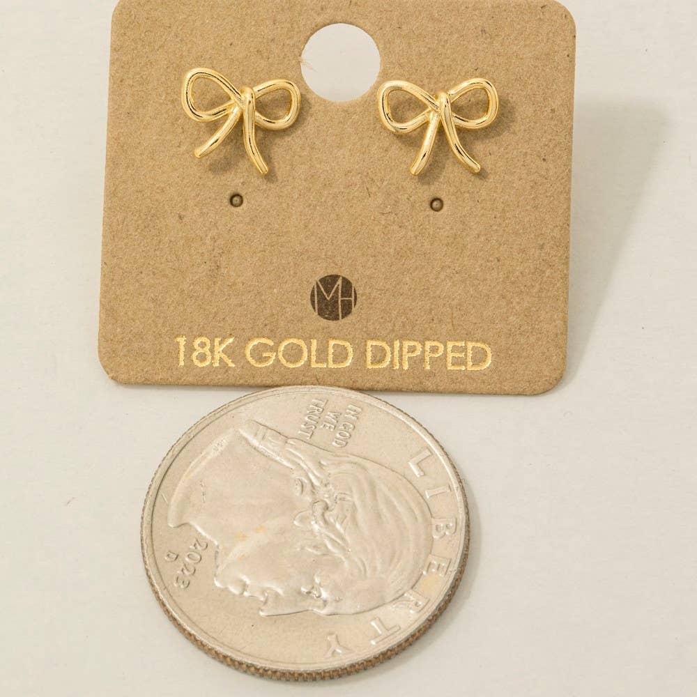Wire Ribbon Bow Stud Earrings