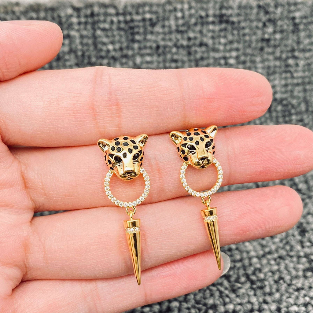 Leopard Head Post Earrings