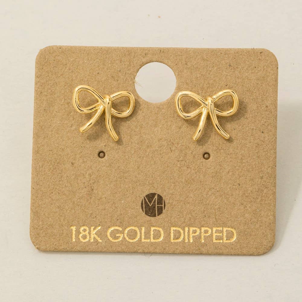 Wire Ribbon Bow Stud Earrings
