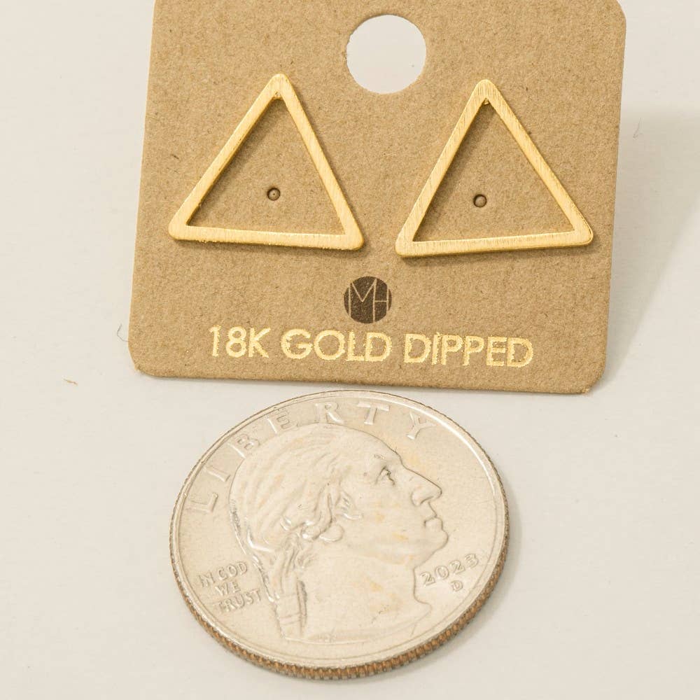 Gold Dipped Triangle Cut Out Stud Earrings
