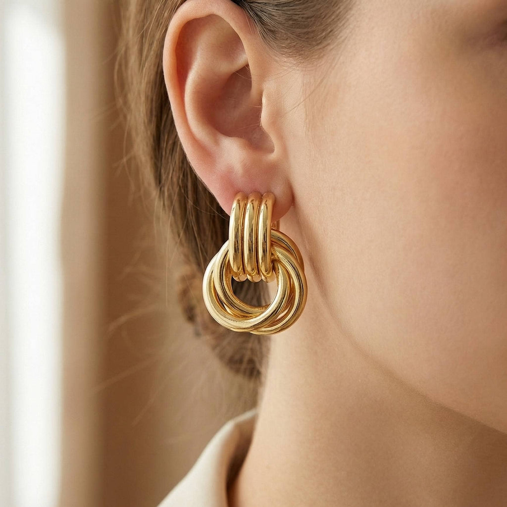 Interlinked Hoop Drop Earrings