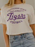 Geaux LSU Tigers Football  White Cropped Tee