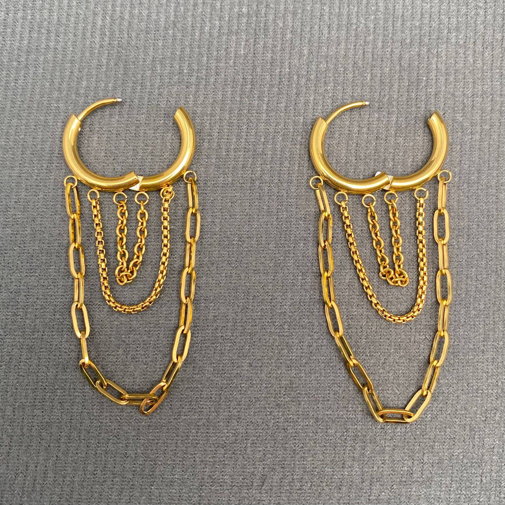 Chain Fringe Huggie Earrings