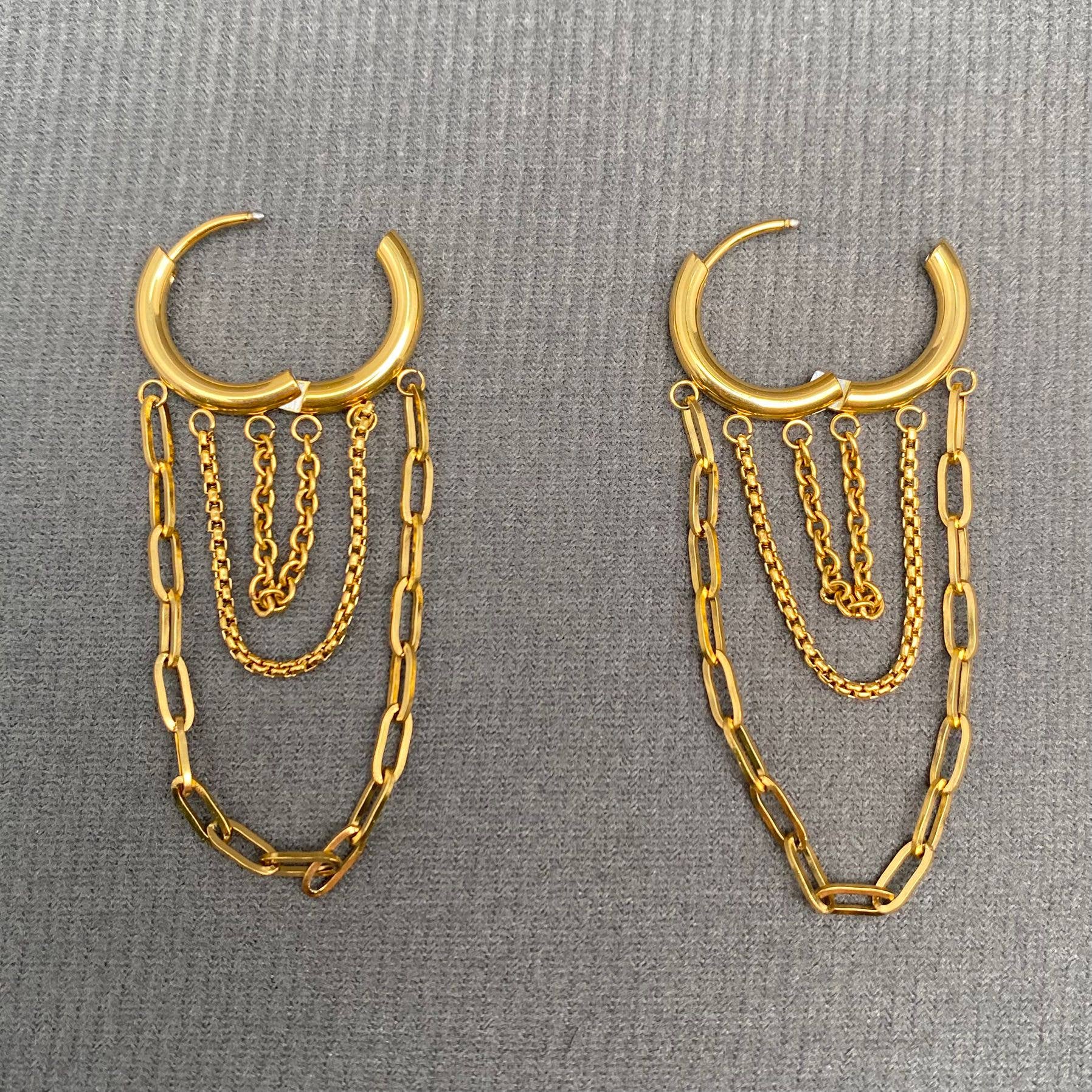 Chain Fringe Huggie Earrings