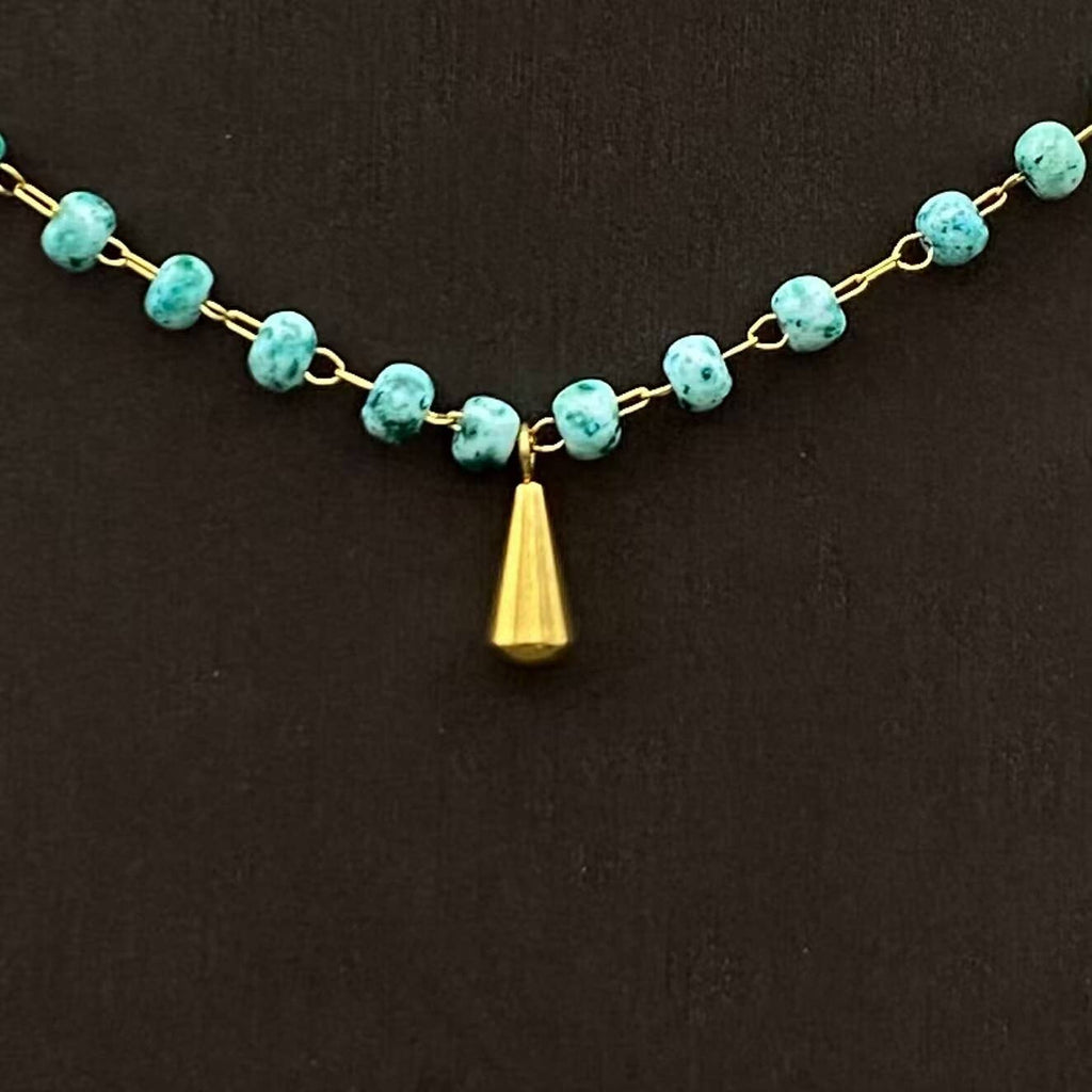 Turquoise Drop Charm Necklace