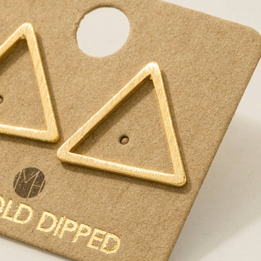 Gold Dipped Triangle Cut Out Stud Earrings