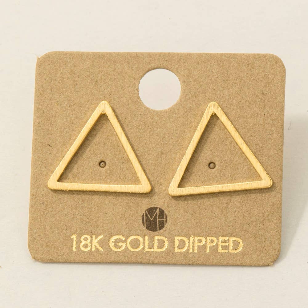 Gold Dipped Triangle Cut Out Stud Earrings