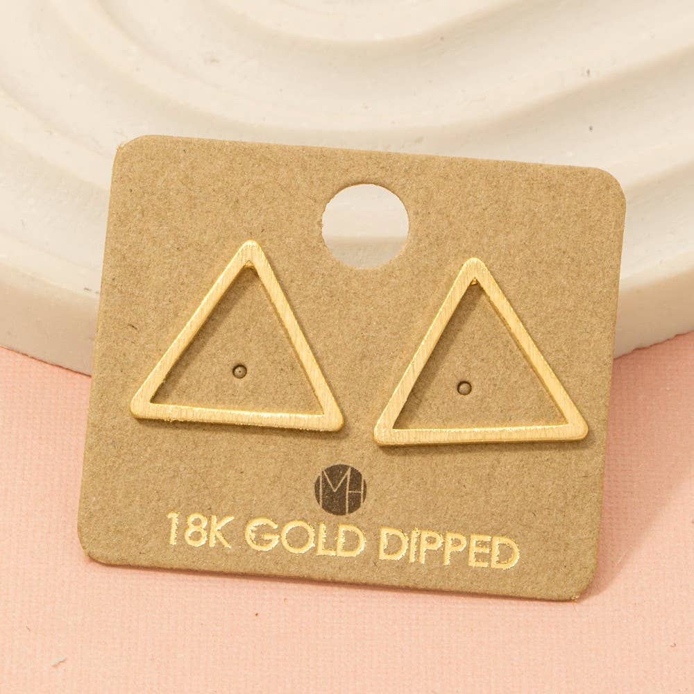 Gold Dipped Triangle Cut Out Stud Earrings