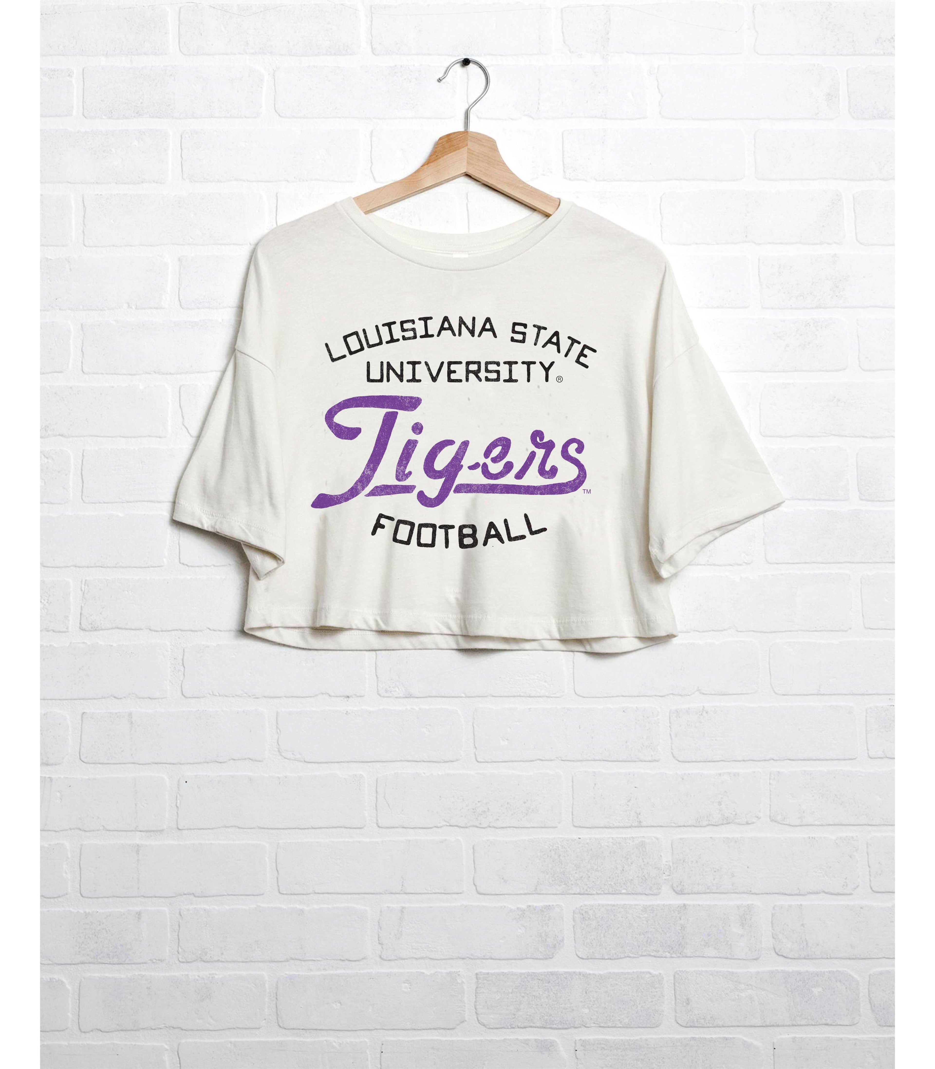 Geaux LSU Tigers Football  White Cropped Tee