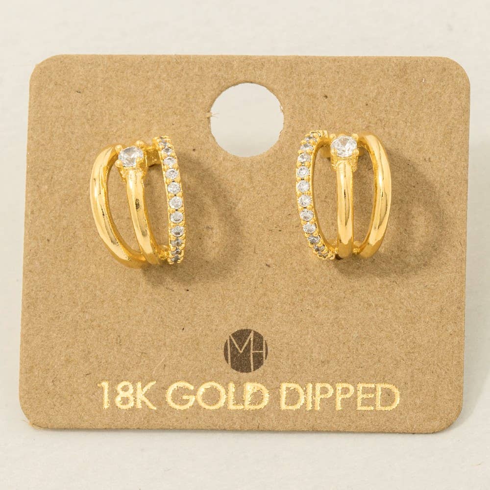 Pave Layered Hoop Huggie Earrings