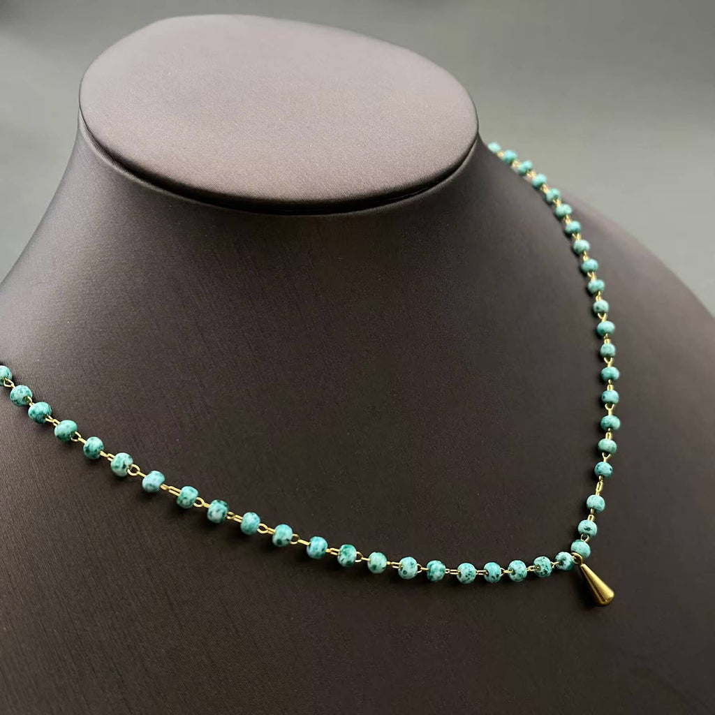 Turquoise Drop Charm Necklace