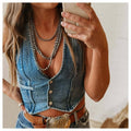 V-Neck Denim Vest